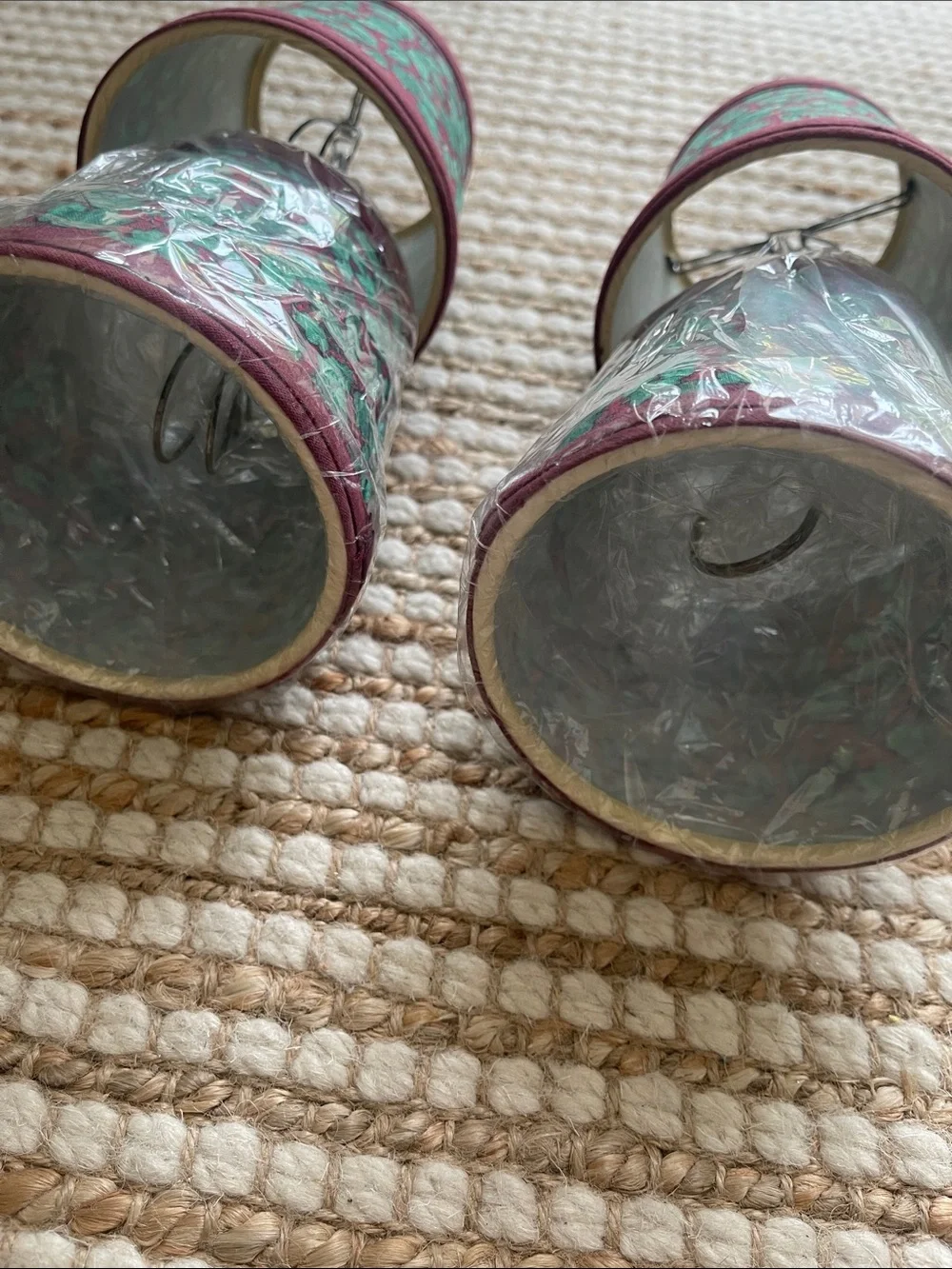 Vintage Christmas Holly Fabric Mini Clip-On Lamp Shades 4”
